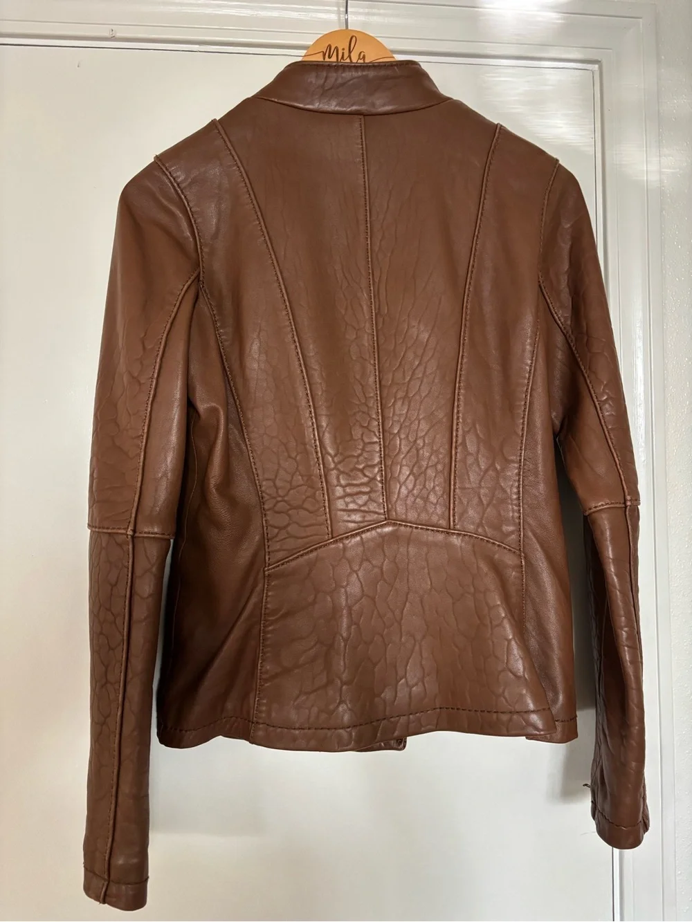 Women's Brown Leather Moto Jacket